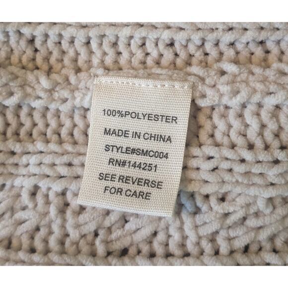 Moon & Madison Sweater White Beige Colorblock Cable Knit Chenille Size Large - Picture 6 of 7